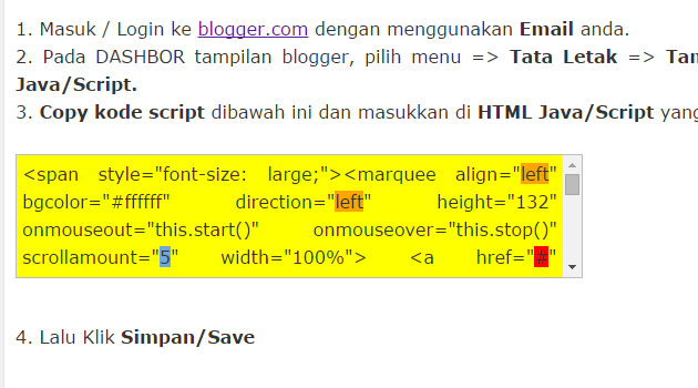 Cara Membuat Kotak Kode Script HTML di dalam Postingan Blogger