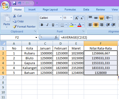 Cara Mencari Nilai Rata-Rata di Excel